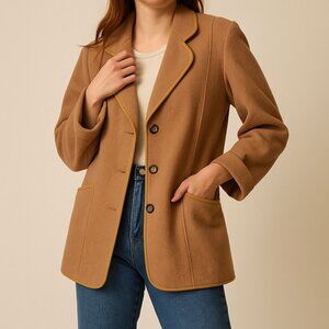 Vintage Alpaca Wool Coat Blazer Camel Old Money Quiet Luxury Preppy Size Medium